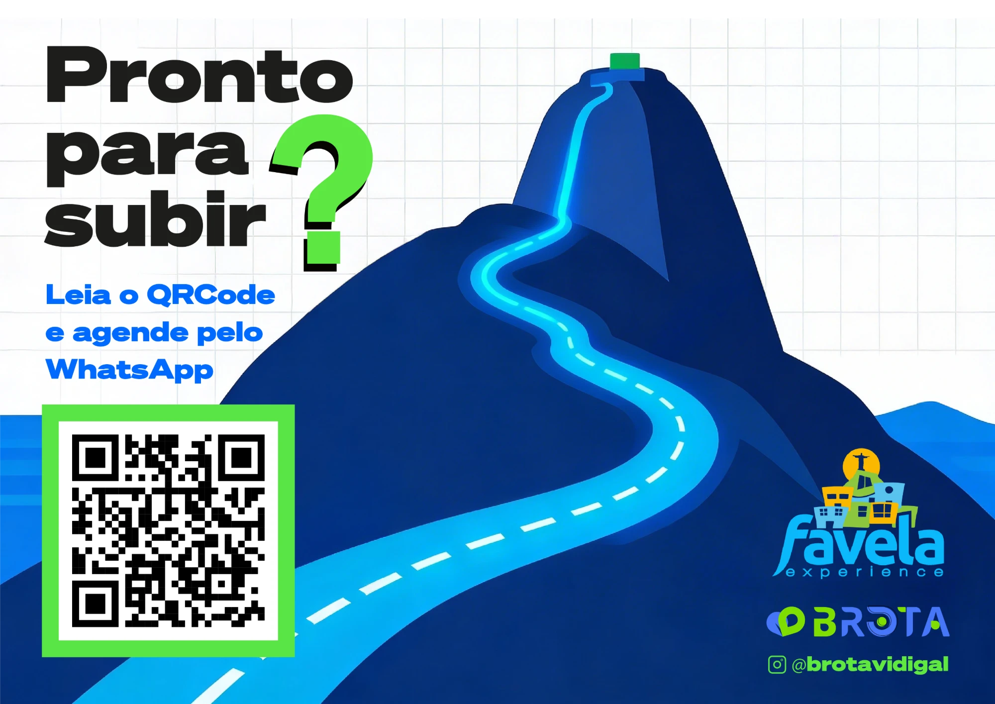 Pronto para subir: QR Code para agendar a experiência pelo WhatsApp